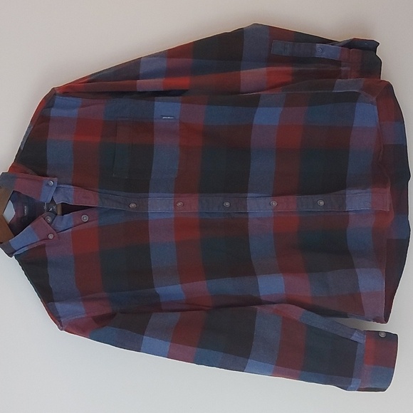 Eddie Bauer Heavy Flannel Shacket Red and Blue Plaid Size Medium - Picture 1 of 5